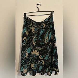 Vintage Floral Midi Skirt | Size L | 90s Y2K Boho Layered Chiffon